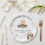 Watercolor S'more Baby Shower  Paper Plate<br><div class="desc">Watercolor a bonfire,  marshmallows on sticks,  cookie sandwich. Campfire in the woods.</div>