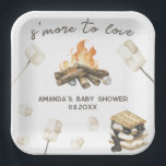 Watercolor S'more Baby Shower  Paper Plate<br><div class="desc">Watercolor a bonfire,  marshmallows on sticks,  cookie sandwich. Campfire in the woods.</div>