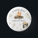 Watercolor S'more Campfire 1st Birthday 1 Inch Round Button<br><div class="desc">Watercolor a bonfire, marshmallows on sticks, cookie sandwich. Campfire in the woods.</div>