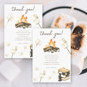 Watercolor S'more Fun Birthday Thank you Card