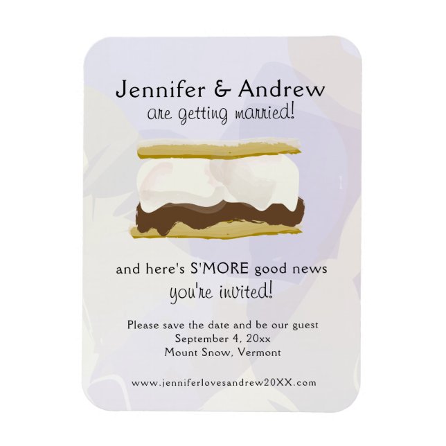 Watercolor S'mores Purple Save the Date Magnet (Vertical)