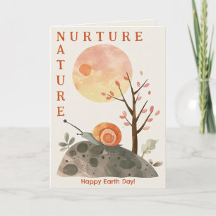 Watercolor Snail Nurture Nature Happy Earth Day Holiday Card