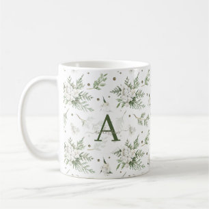 Watercolor Snowberry White Cedar Branch Christmas Coffee Mug