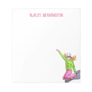 Watercolor Snowboarding Personalized Notepad