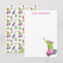 Watercolor Snowboarding Personalized