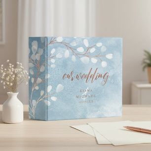 Watercolor Snowdrops Wedding Dusty Blue ID726 Binder