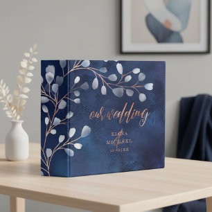 Watercolor Snowdrops Wedding Navy/Copper ID726 Binder