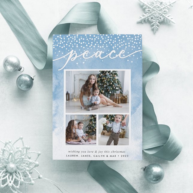 Watercolor Snowfall | Holiday Photo Collage Card (Creator Uploaded)