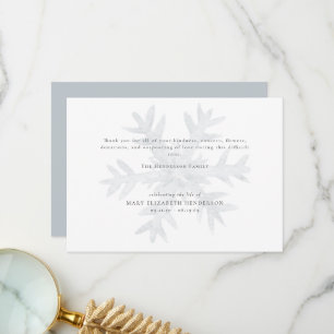 Watercolor Snowflake Bereavement Funeral Thank You Card