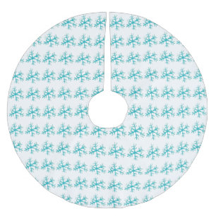 Watercolor Snowflake Blue Winter Brushed Polyester Tree Skirt