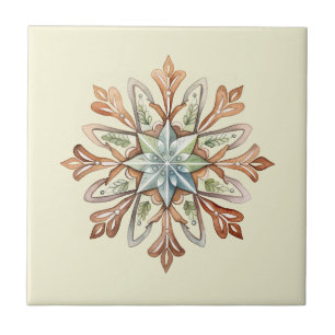 Watercolor Snowflake Ceramic Tile