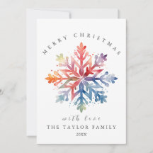 Watercolor Snowflake Christmas Card