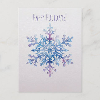 Watercolor snowflake Christmas Holiday Card