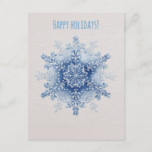 Watercolor snowflake Christmas Holiday Postcard