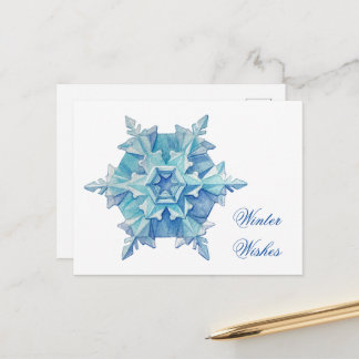 Watercolor Snowflake Holiday Postcard