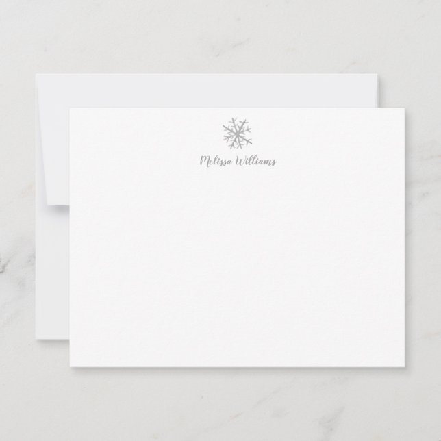 Watercolor Snowflake Personalized Stationery Card (Front)