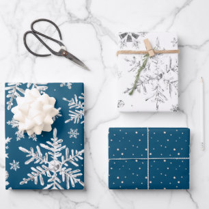Watercolor Snowflake Wrapping Paper Sheets