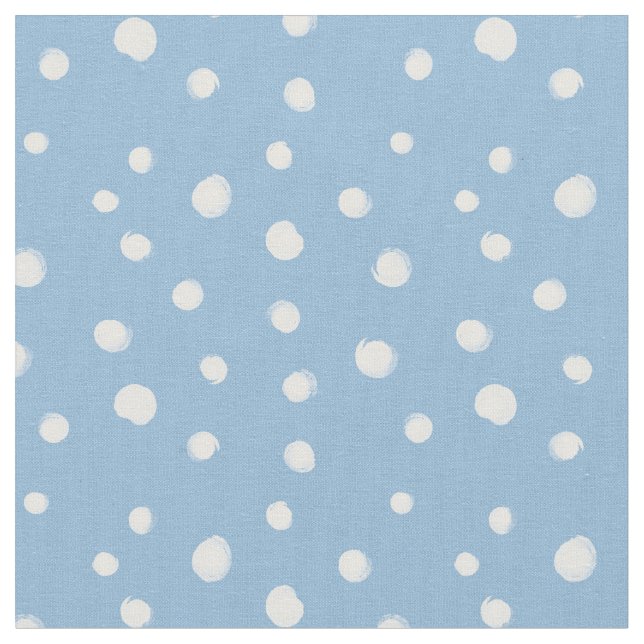 Watercolor Snowflakes Blue Pattern Fabric (Close Up)