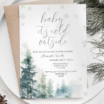 Watercolor Snowflakes Cold Outside Baby Shower Invitation<br><div class="desc">Watercolor Snowflakes Pine Trees Cold Outside Baby Shower</div>