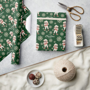 Watercolor Snowflakes Green Poodle Dog Christmas Wrapping Paper