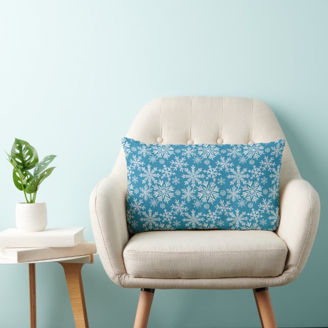 Watercolor Snowflakes Pattern Lumbar Pillow (Chair)