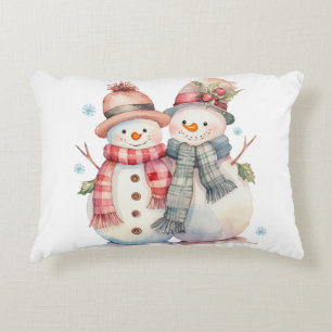 Watercolor Snowman Accent Pillow
