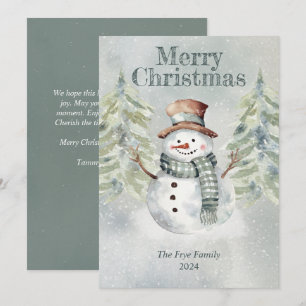 Watercolor Snowman Christmas Card – Personalized