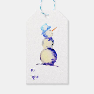 Watercolor Snowman Christmas Gift Tags