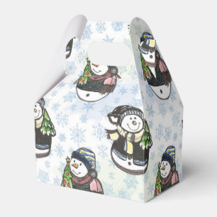 Watercolor Snowman Christmas hand drawn Favor Box