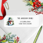 Watercolor Snowman Christmas Return Address Label<br><div class="desc">Christmas return address label featuring a minimalist design with a watercolor snowman.</div>