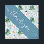 Watercolor Snowman Christmas Tree Blue Thank You  Square Business Card<br><div class="desc">Promote your business with these cute,  Christmas theme Thank You business cards. Easily add your own details by clicking on the "personalize this template" option.</div>