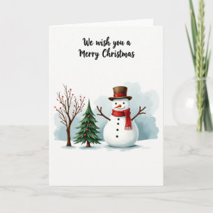 Watercolor Snowman et Joyeuse carte de Noël