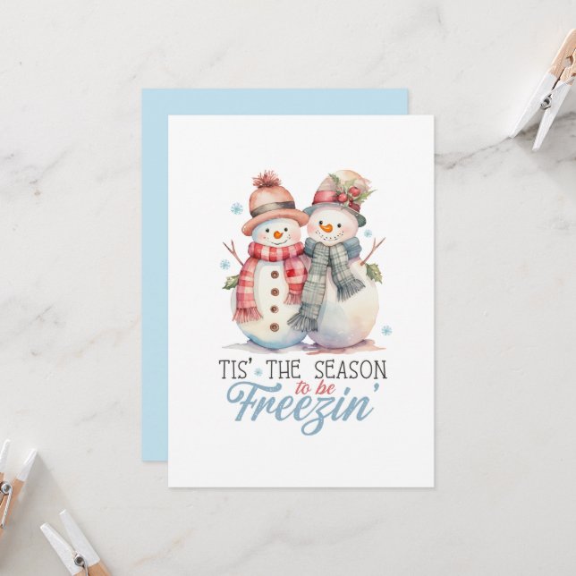 Watercolor Snowman  Invitation (Front/Back In Situ)