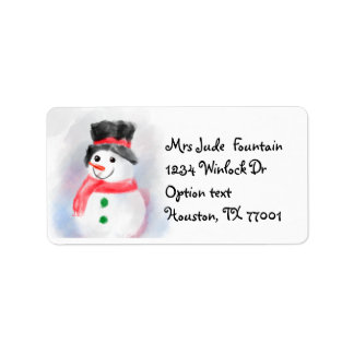 watercolor snowman label