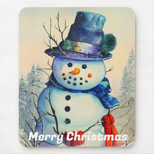 Watercolor Snowman Mouse Pad (Front)