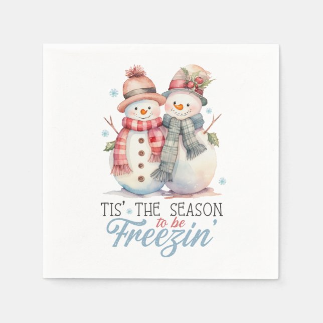 Watercolor Snowman  Napkin (Front)
