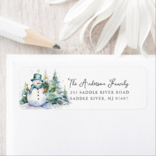 Watercolor Snowman Return Address