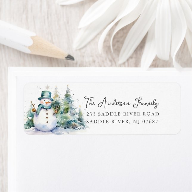 Watercolor Snowman Return Address (Insitu)