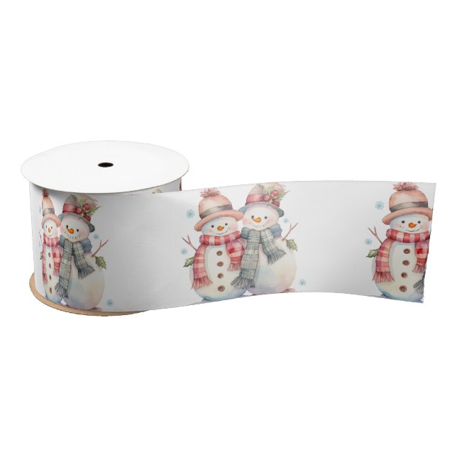 Watercolor Snowman  Satin Ribbon (Spool)