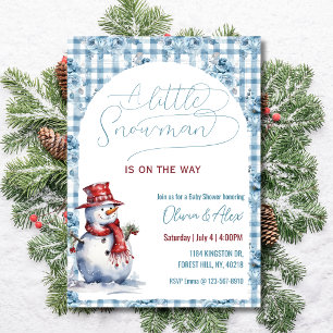 Watercolor Snowman Winter Boy Baby Shower Invitation