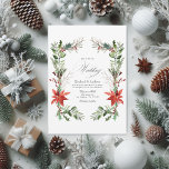 Watercolor Snowy Pine and Spruce Winter Wedding Invitation<br><div class="desc">This enchanting Christmas wedding invitation captures the magic of the season with a rustic watercolor design featuring snowy pine and spruce, accented with holly and red berries. The delicate evergreen details evoke the warmth and charm of a winter woodland celebration, perfect for couples planning a dreamy winter wedding. Fully customizable,...</div>