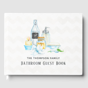 Watercolor Soap and Spa Bathroom Guest Book