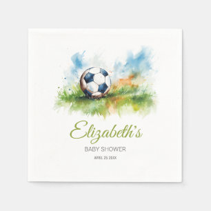 Watercolor Soccer Baby Shower Paper Napkin
