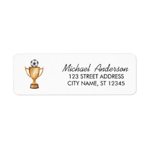 Watercolor Soccer Ball Football Return Address 