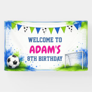 Watercolor Soccer Birthday Party Banner