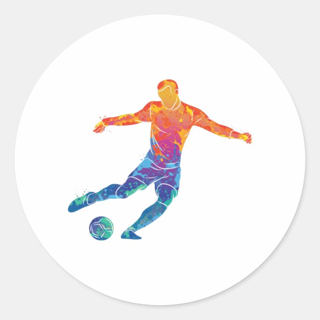 Watercolor Soccer Classic Round Sticker (Front)