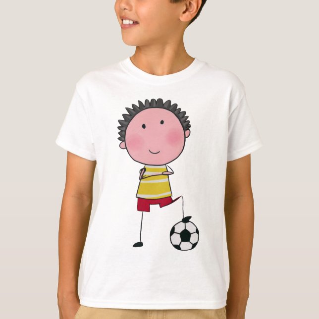 Watercolor Soccer Player Stick Boy Beautiful T-Shirt (Front)