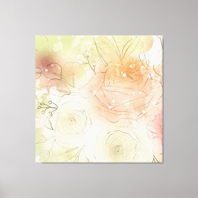 *~ Watercolor Soft Floral AP10 Ethereal Flowers  Canvas Print (Front)