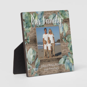 Watercolor soft greenery personalize Family photo Plaque