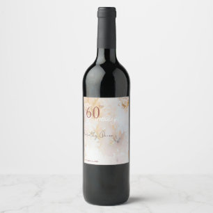 Watercolor Soft Pastel Leaves Birthday Party Wine Label